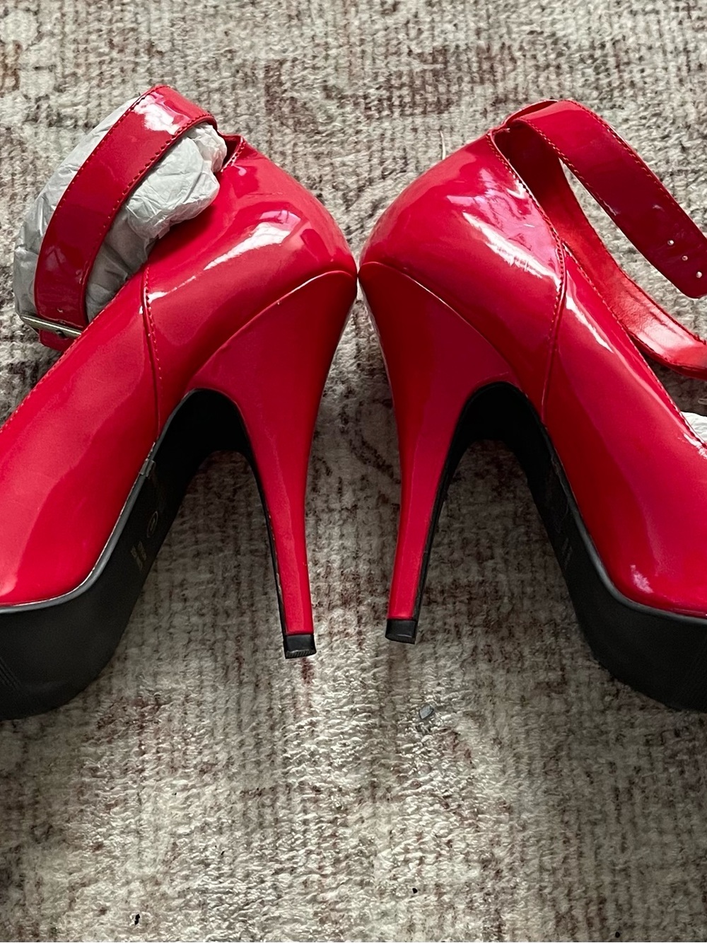 Sexy Red Patent Leather High Heels Ankle Strap Stiletto Pumps Pointed Toe Sz 9